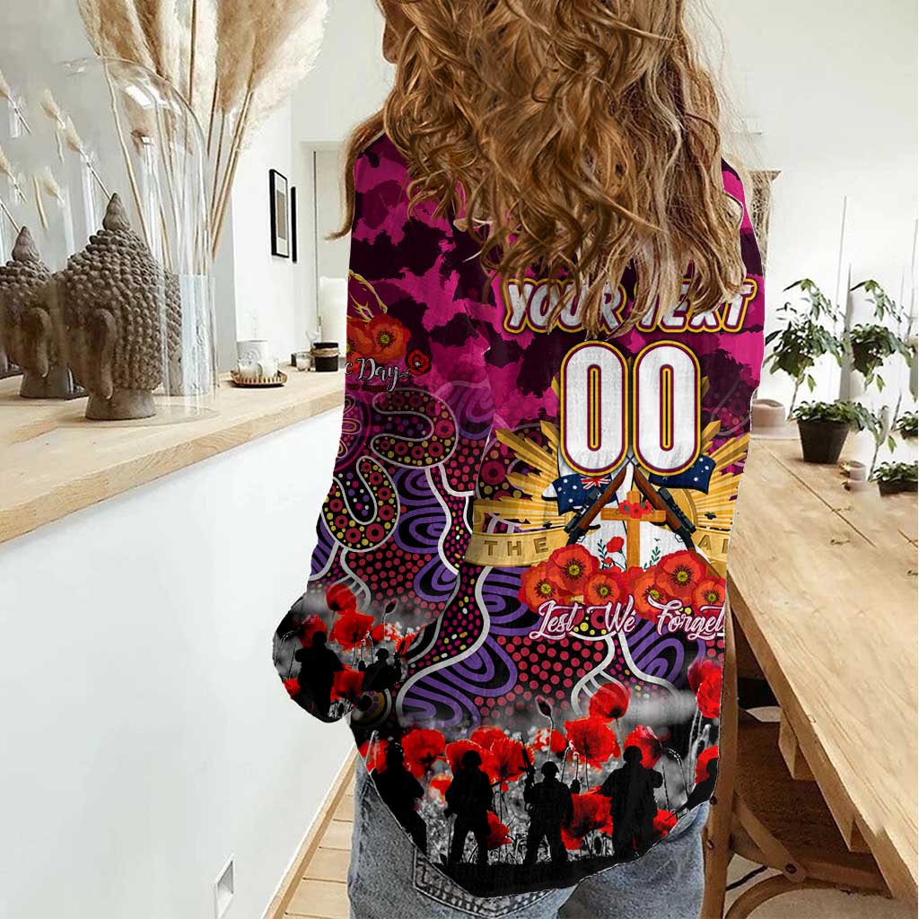 Personalized Broncos ANZAC Day Women Casual Shirt Australian Army - Lest We Forget