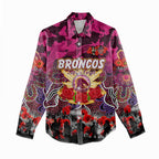 Personalized Broncos ANZAC Day Women Casual Shirt Australian Army - Lest We Forget