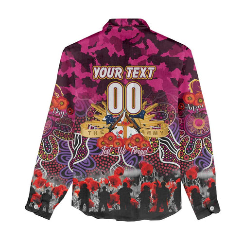 Personalized Broncos ANZAC Day Women Casual Shirt Australian Army - Lest We Forget