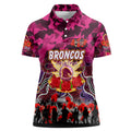 Personalized Broncos ANZAC Day Women Polo Shirt Australian Army - Lest We Forget