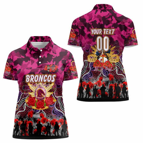 Personalized Broncos ANZAC Day Women Polo Shirt Australian Army - Lest We Forget