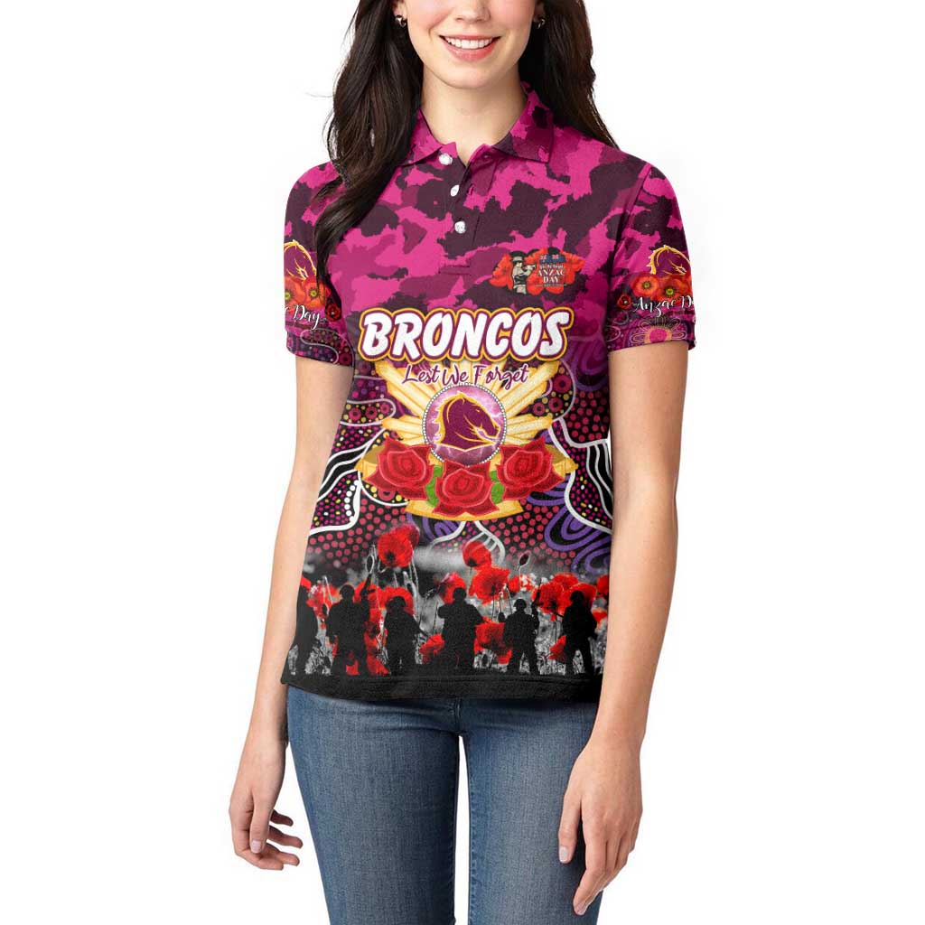 Personalized Broncos ANZAC Day Women Polo Shirt Australian Army - Lest We Forget