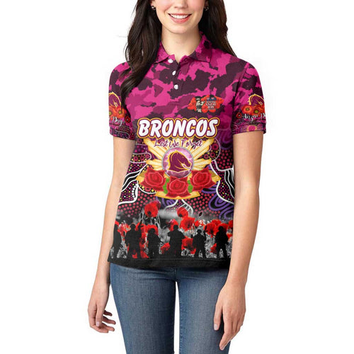 Personalized Broncos ANZAC Day Women Polo Shirt Australian Army - Lest We Forget