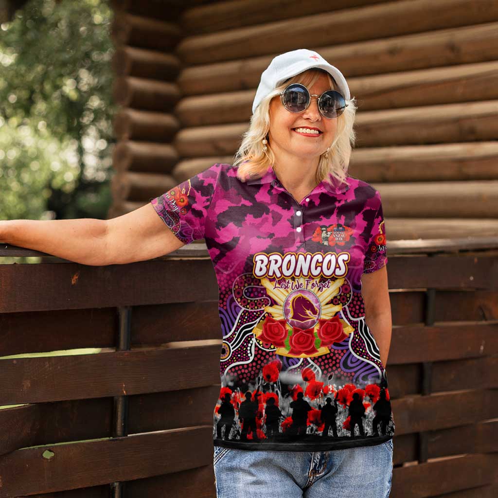 Personalized Broncos ANZAC Day Women Polo Shirt Australian Army - Lest We Forget