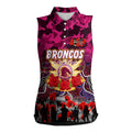 Personalized Broncos ANZAC Day Women Sleeveless Polo Shirt Australian Army - Lest We Forget