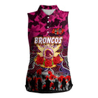 Personalized Broncos ANZAC Day Women Sleeveless Polo Shirt Australian Army - Lest We Forget