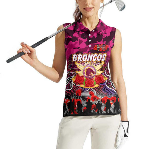 Personalized Broncos ANZAC Day Women Sleeveless Polo Shirt Australian Army - Lest We Forget