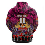Personalized Broncos ANZAC Day Zip Hoodie Australian Army - Lest We Forget
