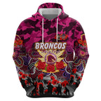 Personalized Broncos ANZAC Day Zip Hoodie Australian Army - Lest We Forget