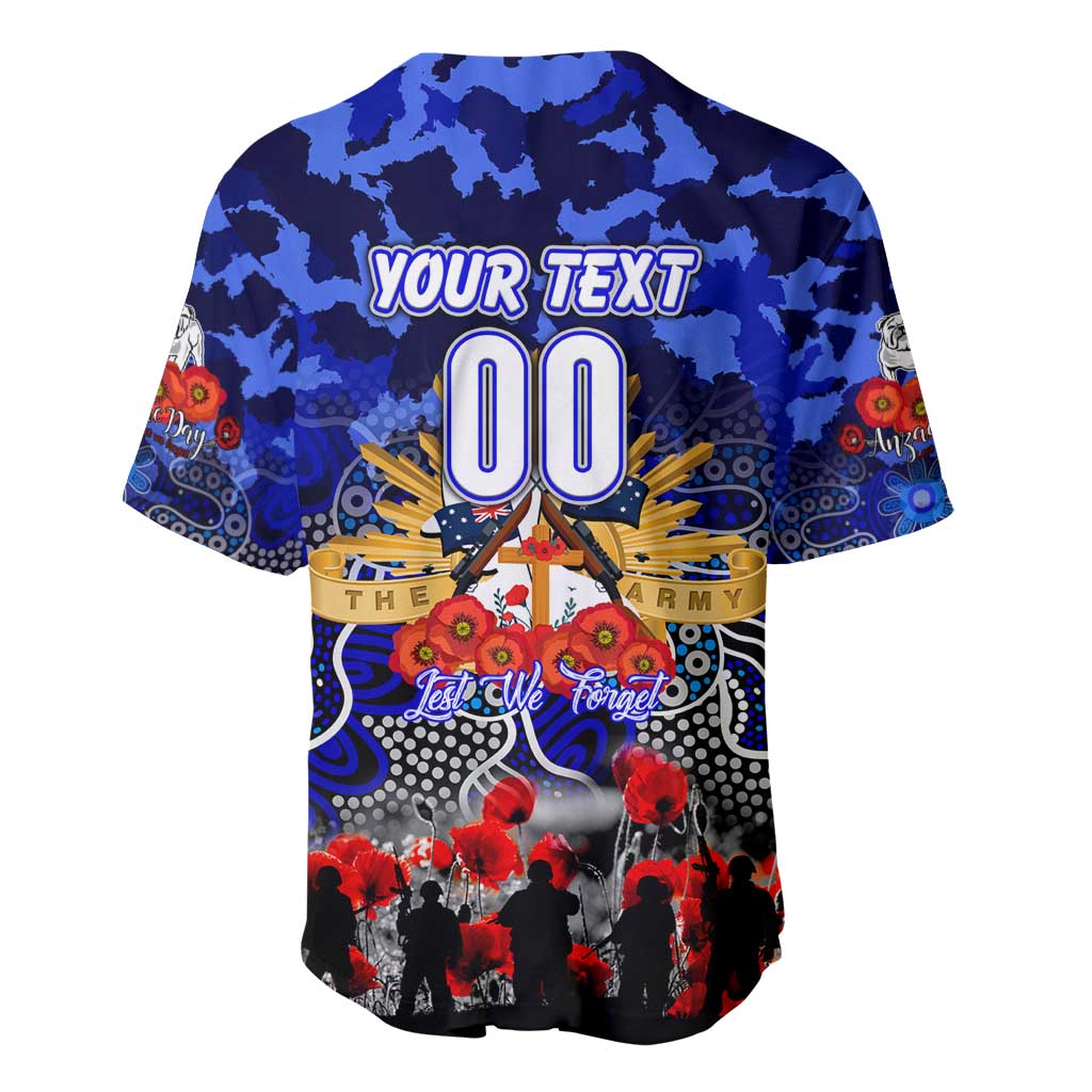 Personalized Bulldogs ANZAC Day Baseball Jersey Australian Army - Lest We Forget
