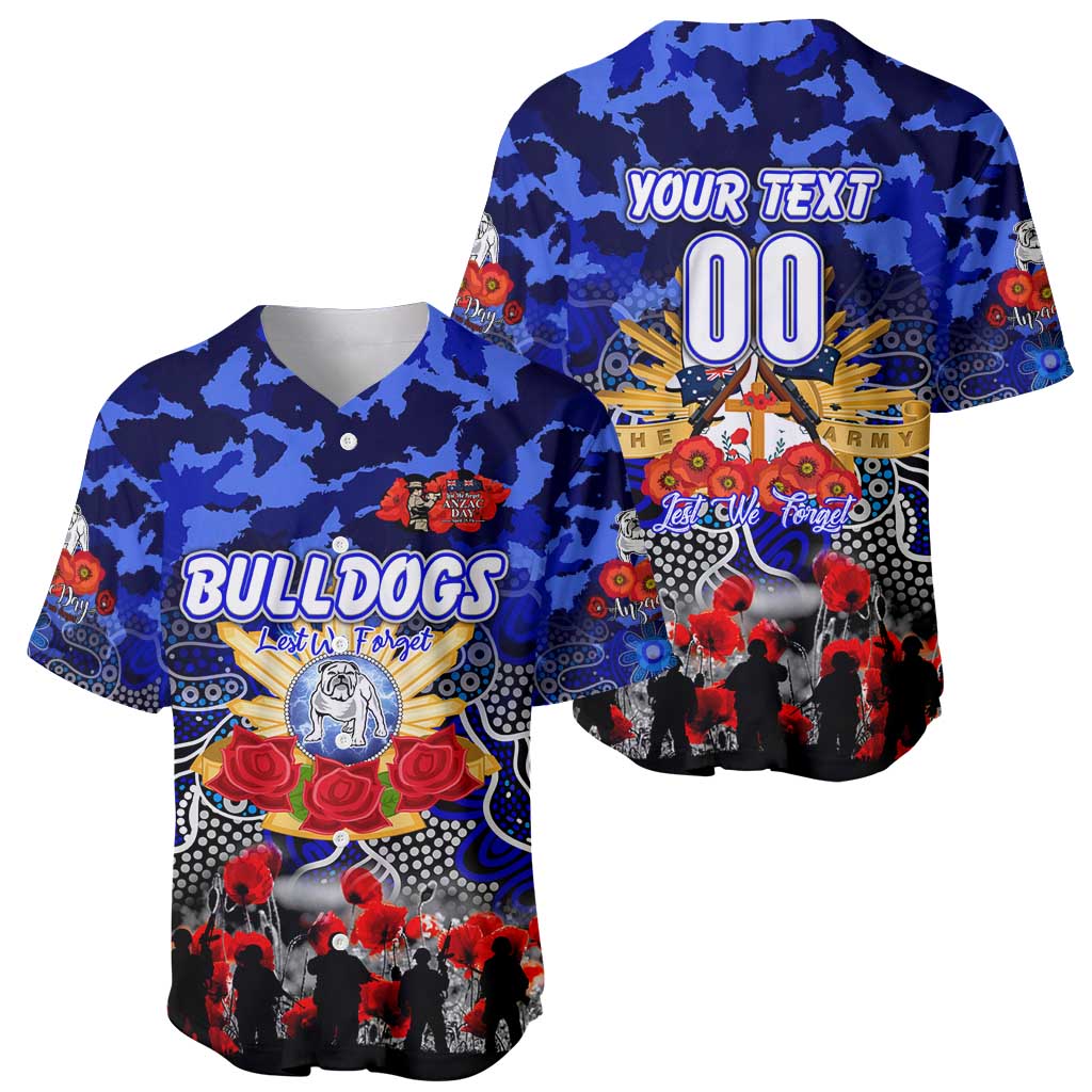 Personalized Bulldogs ANZAC Day Baseball Jersey Australian Army - Lest We Forget