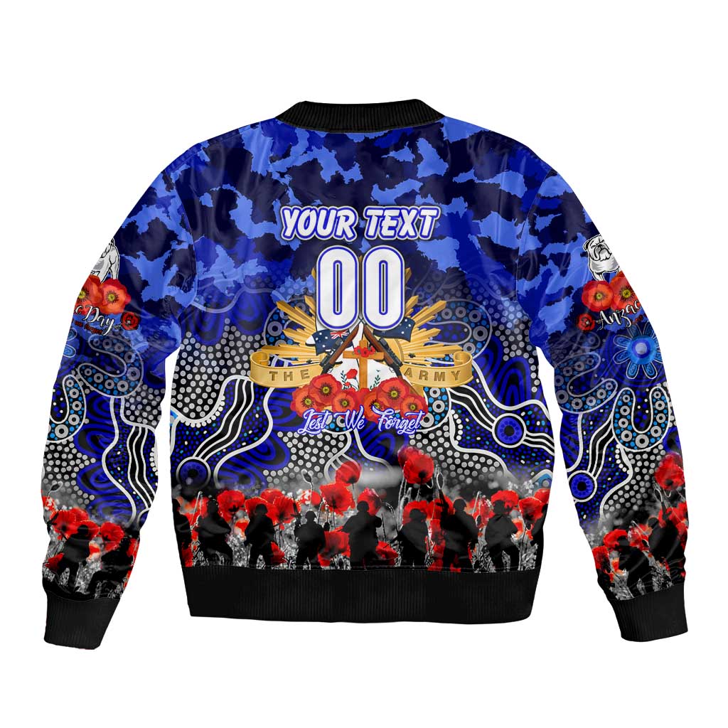 Personalized Bulldogs ANZAC Day Bomber Jacket Australian Army - Lest We Forget