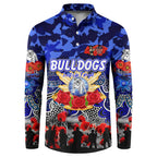 Personalized Bulldogs ANZAC Day Button Sweatshirt Australian Army - Lest We Forget