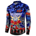Personalized Bulldogs ANZAC Day Button Sweatshirt Australian Army - Lest We Forget