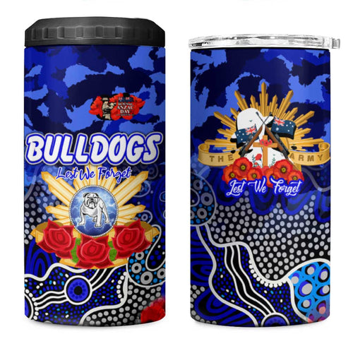 Personalized Bulldogs ANZAC Day 4 in 1 Can Cooler Tumbler Australian Army - Lest We Forget