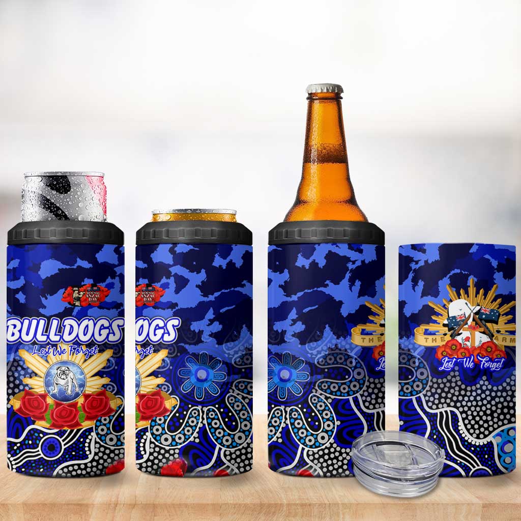 Personalized Bulldogs ANZAC Day 4 in 1 Can Cooler Tumbler Australian Army - Lest We Forget