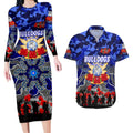 Personalized Bulldogs ANZAC Day Couples Matching Long Sleeve Bodycon Dress and Hawaiian Shirt Australian Army - Lest We Forget