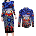 Personalized Bulldogs ANZAC Day Couples Matching Long Sleeve Bodycon Dress and Long Sleeve Button Shirt Australian Army - Lest We Forget