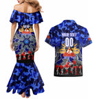 Personalized Bulldogs ANZAC Day Couples Matching Mermaid Dress and Hawaiian Shirt Australian Army - Lest We Forget