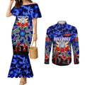 Personalized Bulldogs ANZAC Day Couples Matching Mermaid Dress and Long Sleeve Button Shirt Australian Army - Lest We Forget