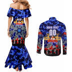Personalized Bulldogs ANZAC Day Couples Matching Mermaid Dress and Long Sleeve Button Shirt Australian Army - Lest We Forget