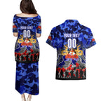 Personalized Bulldogs ANZAC Day Couples Matching Puletasi and Hawaiian Shirt Australian Army - Lest We Forget