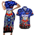 Personalized Bulldogs ANZAC Day Couples Matching Short Sleeve Bodycon Dress and Hawaiian Shirt Australian Army - Lest We Forget