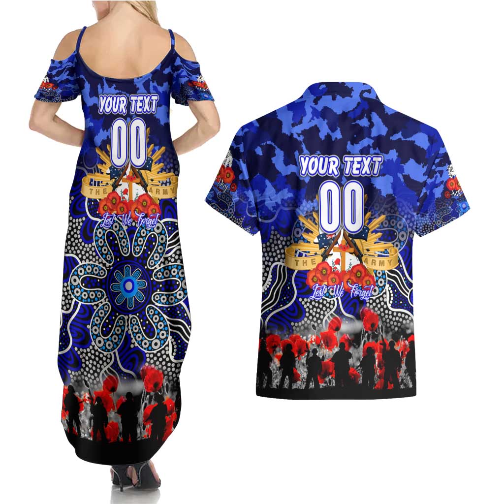 Personalized Bulldogs ANZAC Day Couples Matching Summer Maxi Dress and Hawaiian Shirt Australian Army - Lest We Forget