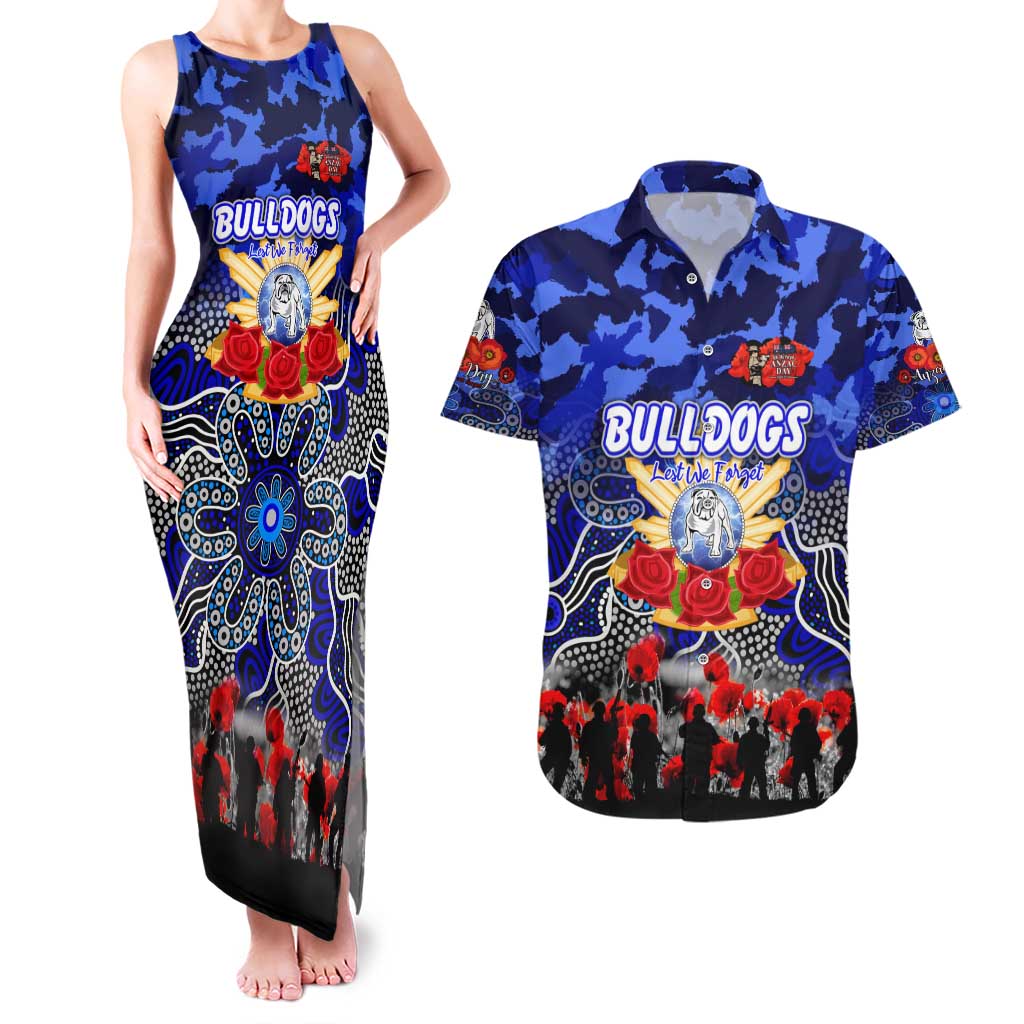 Personalized Bulldogs ANZAC Day Couples Matching Tank Maxi Dress and Hawaiian Shirt Australian Army - Lest We Forget