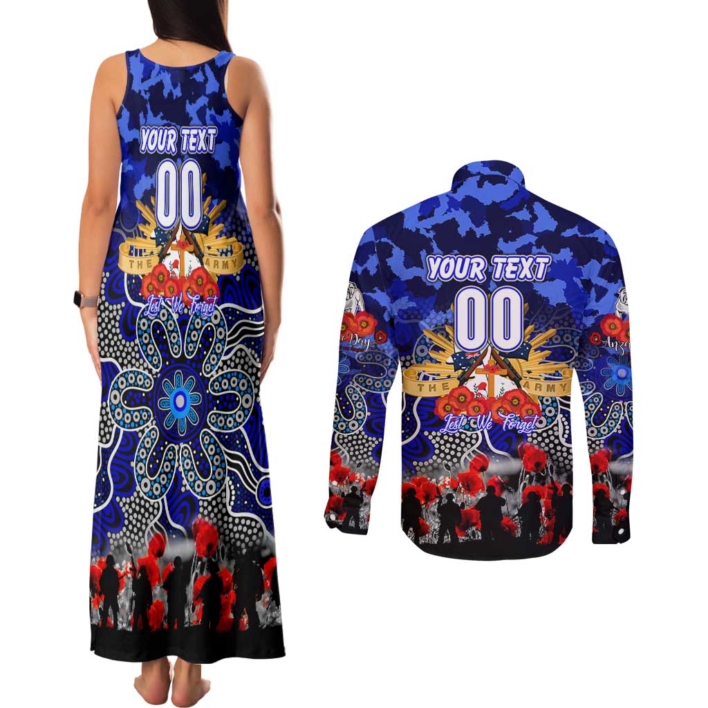 Personalized Bulldogs ANZAC Day Couples Matching Tank Maxi Dress and Long Sleeve Button Shirt Australian Army - Lest We Forget