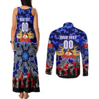 Personalized Bulldogs ANZAC Day Couples Matching Tank Maxi Dress and Long Sleeve Button Shirt Australian Army - Lest We Forget