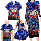Personalized Bulldogs ANZAC Day Family Matching Long Sleeve Bodycon Dress and Hawaiian Shirt Australian Army - Lest We Forget