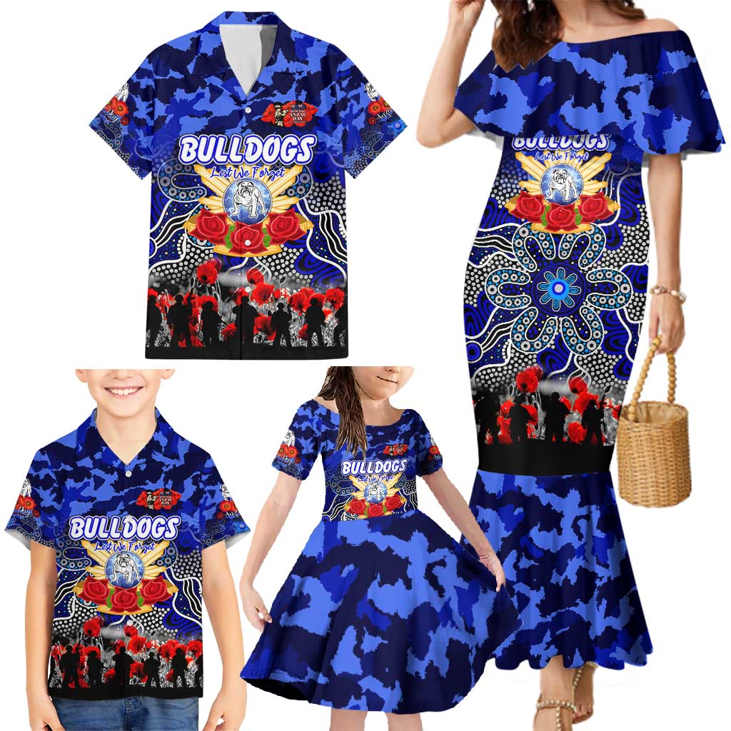 Personalized Bulldogs ANZAC Day Family Matching Mermaid Dress and Hawaiian Shirt Australian Army - Lest We Forget