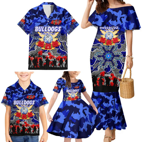 Personalized Bulldogs ANZAC Day Family Matching Mermaid Dress and Hawaiian Shirt Australian Army - Lest We Forget
