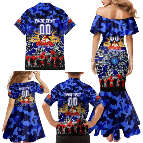 Personalized Bulldogs ANZAC Day Family Matching Mermaid Dress and Hawaiian Shirt Australian Army - Lest We Forget