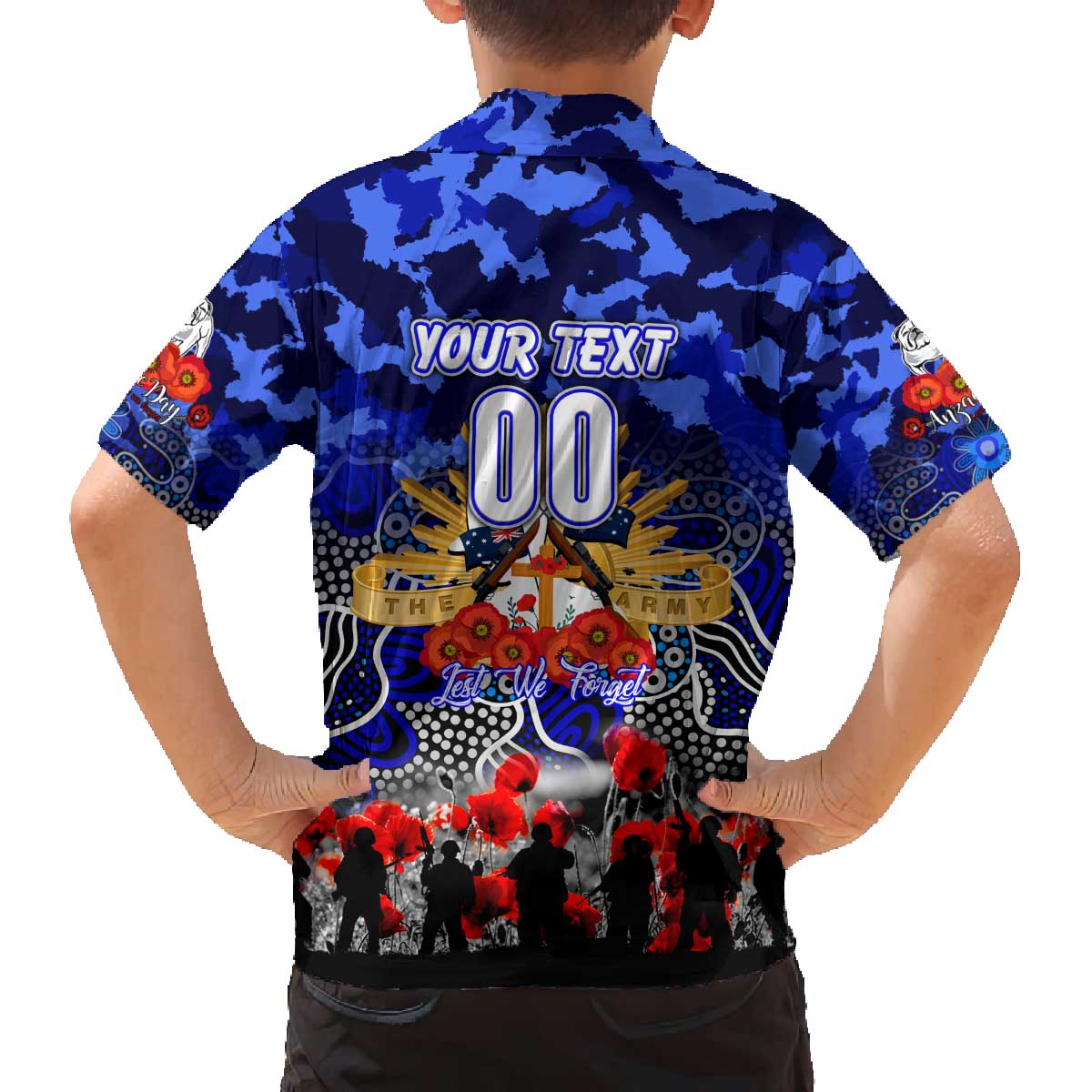 Personalized Bulldogs ANZAC Day Family Matching Off The Shoulder Long Sleeve Dress and Hawaiian Shirt Australian Army - Lest We Forget