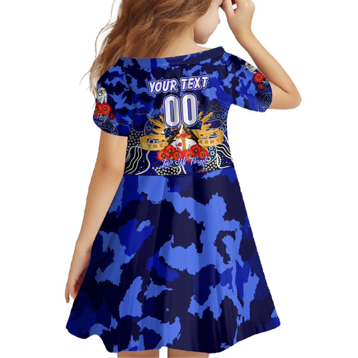 Personalized Bulldogs ANZAC Day Family Matching Off The Shoulder Long Sleeve Dress and Hawaiian Shirt Australian Army - Lest We Forget