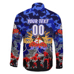 Personalized Bulldogs ANZAC Day Family Matching Off The Shoulder Long Sleeve Dress and Hawaiian Shirt Australian Army - Lest We Forget