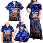 Personalized Bulldogs ANZAC Day Family Matching Off Shoulder Maxi Dress and Hawaiian Shirt Australian Army - Lest We Forget