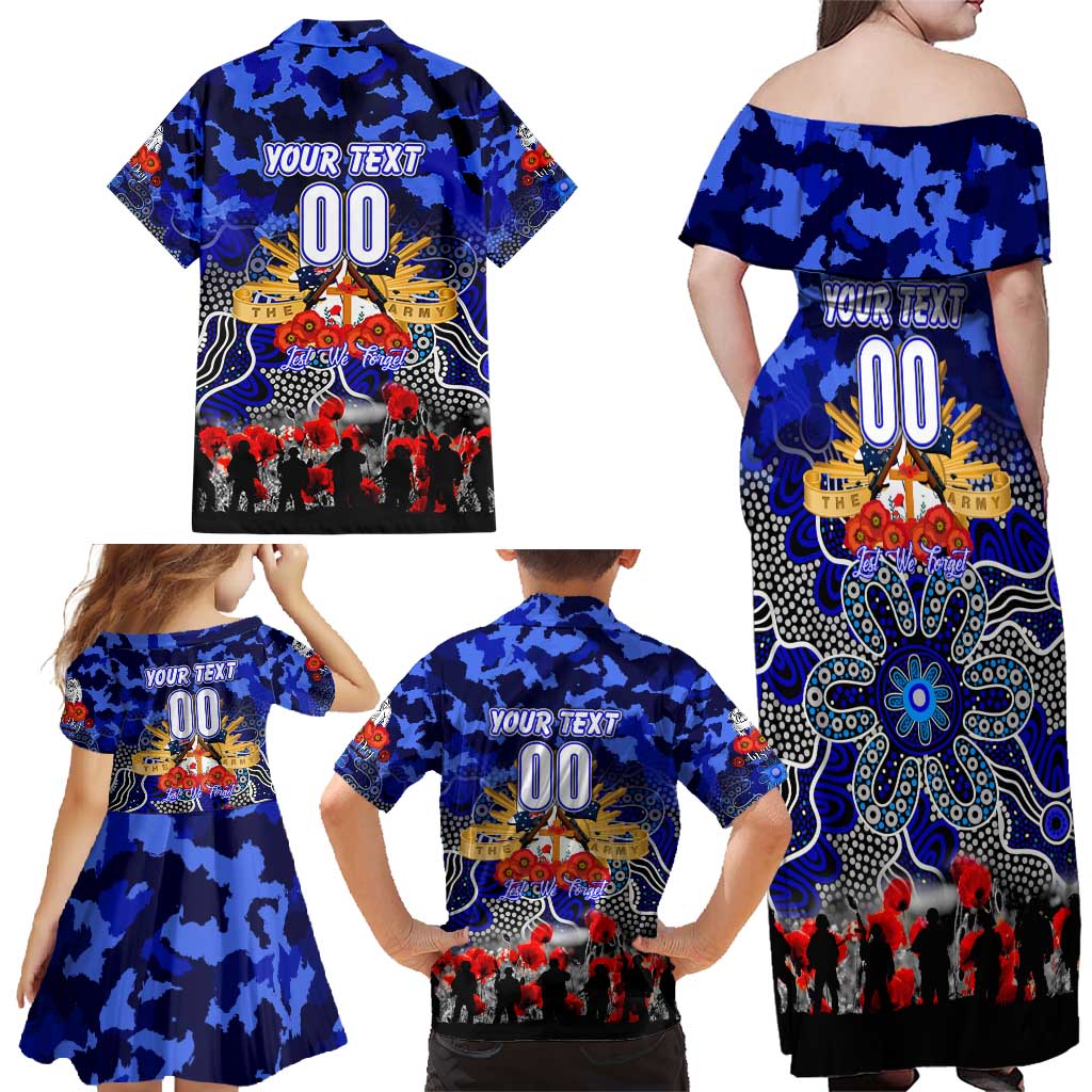 Personalized Bulldogs ANZAC Day Family Matching Off Shoulder Maxi Dress and Hawaiian Shirt Australian Army - Lest We Forget