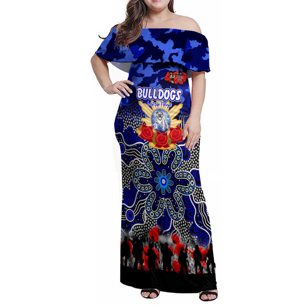 Personalized Bulldogs ANZAC Day Family Matching Off Shoulder Maxi Dress and Hawaiian Shirt Australian Army - Lest We Forget