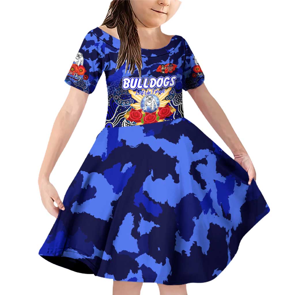 Personalized Bulldogs ANZAC Day Family Matching Off Shoulder Short Dress and Hawaiian Shirt Australian Army - Lest We Forget