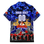 Personalized Bulldogs ANZAC Day Family Matching Off Shoulder Short Dress and Hawaiian Shirt Australian Army - Lest We Forget
