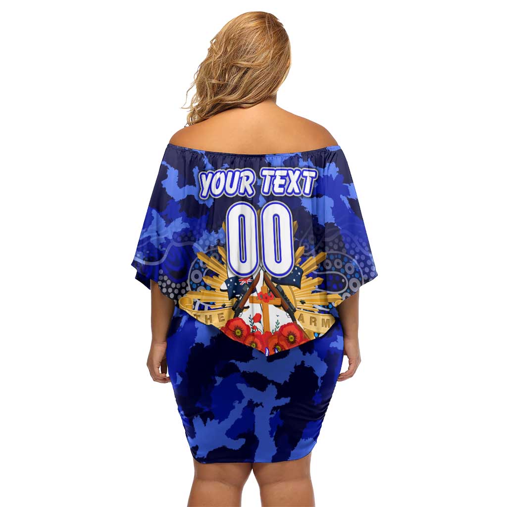 Personalized Bulldogs ANZAC Day Family Matching Off Shoulder Short Dress and Hawaiian Shirt Australian Army - Lest We Forget
