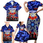 Personalized Bulldogs ANZAC Day Family Matching Short Sleeve Bodycon Dress and Hawaiian Shirt Australian Army - Lest We Forget