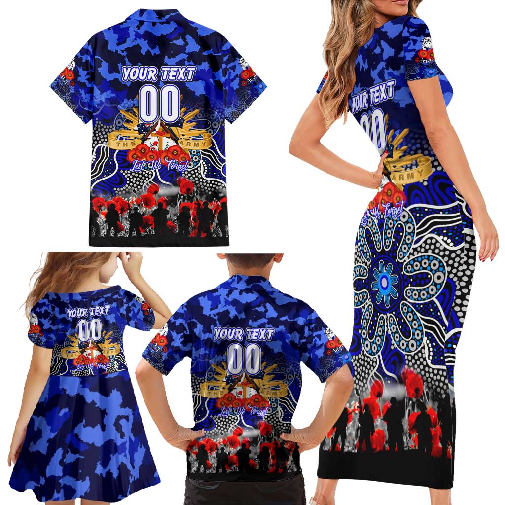 Personalized Bulldogs ANZAC Day Family Matching Short Sleeve Bodycon Dress and Hawaiian Shirt Australian Army - Lest We Forget