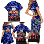 Personalized Bulldogs ANZAC Day Family Matching Short Sleeve Bodycon Dress and Hawaiian Shirt Australian Army - Lest We Forget