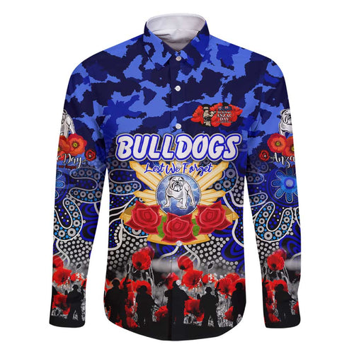 Personalized Bulldogs ANZAC Day Family Matching Short Sleeve Bodycon Dress and Hawaiian Shirt Australian Army - Lest We Forget