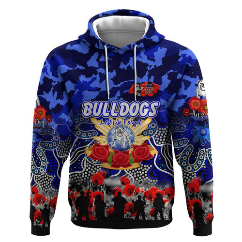 Personalized Bulldogs ANZAC Day Hoodie Australian Army - Lest We Forget