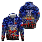 Personalized Bulldogs ANZAC Day Hoodie Australian Army - Lest We Forget